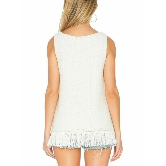 Joie Fringed Tank Top Womens XS Extra Small Ivory Sleeveless Cotton Nariko - Picture 6 of 8